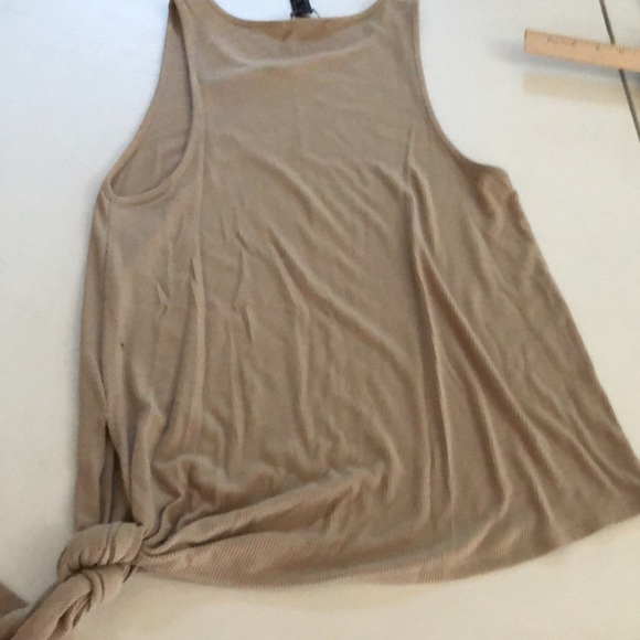 Forever 21 tan size small ribbed tank with tie at waist runs large IMO like new - Picture 2 of 7